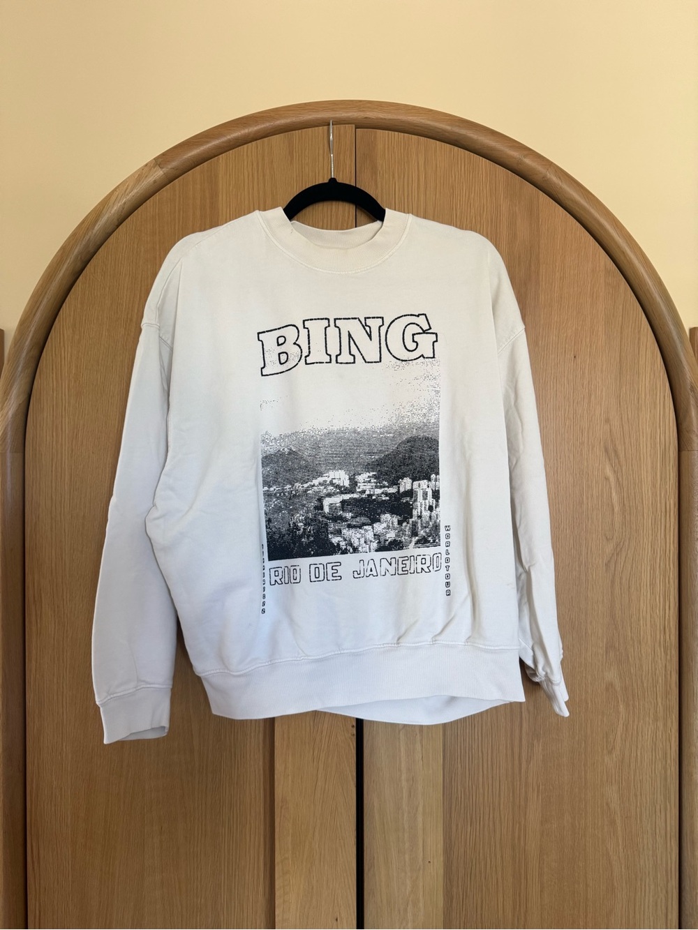 Anine BING Rio de Janeiro Graphic Crewneck Sweatshirt - Cream/White